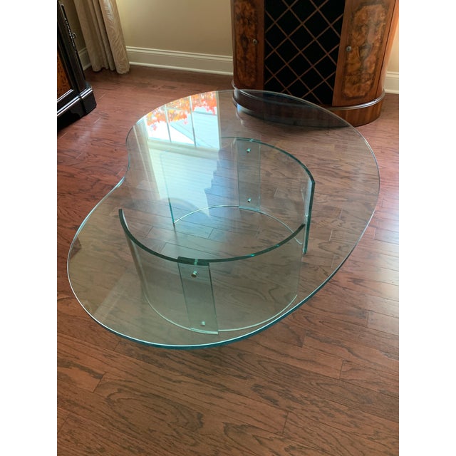 Modern KidneyShaped Glass Coffee Table Chairish