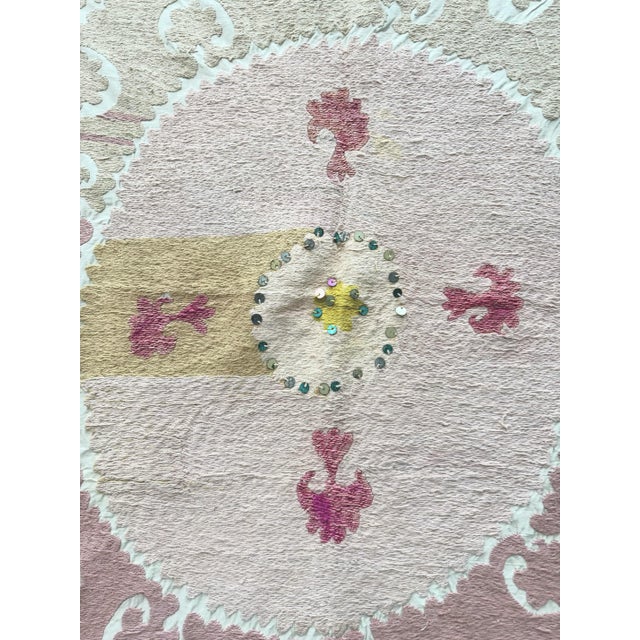 Textile Tribal Tashkent Suzani Embroidery Wall Decor 4' X 4'4'' For Sale - Image 7 of 8