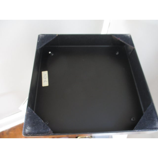 1980s Vintage French Provincial Metal Chinese Design Black & Gold Wastebasket For Sale - Image 9 of 9