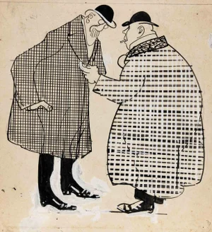 Gabriele Galantara, The Gentlemen, China Ink and White Lead Drawing, 1907