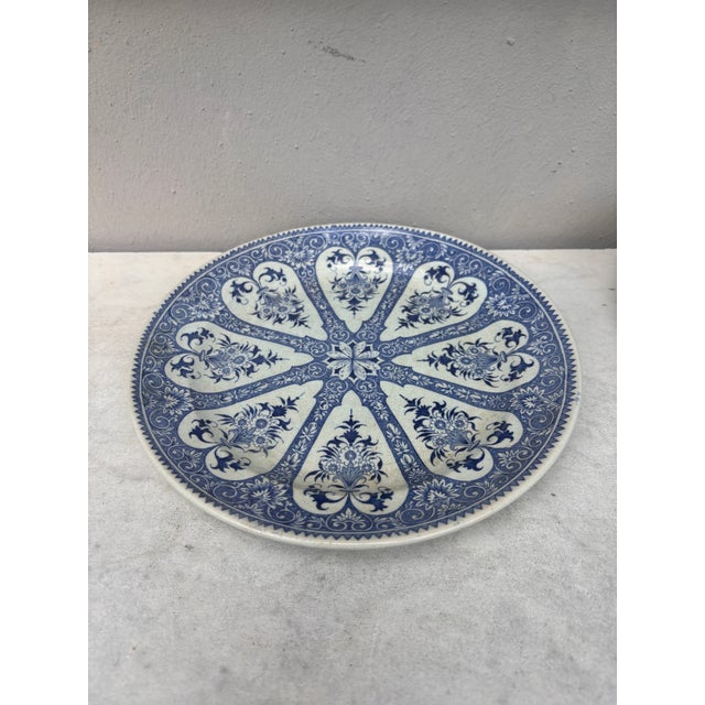 19th Century French blue & white faience dinner plate signed "Francois" Sarreguemines.