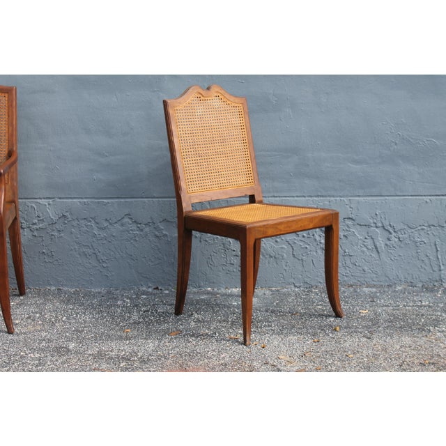 Wood Mid-Century Modern Carved Walnut/ Caned Dining Chairs - Set of 6 For Sale - Image 7 of 11