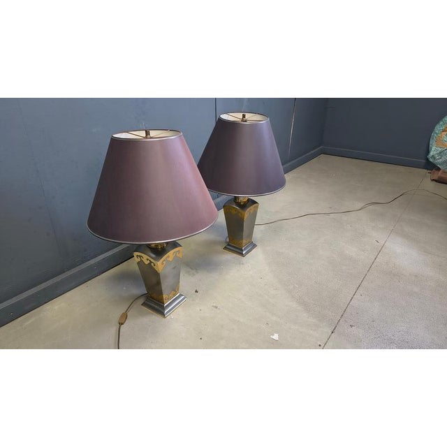 Vintage Pewter Table Lamps, 1970s, Set of 2 For Sale - Image 8 of 12