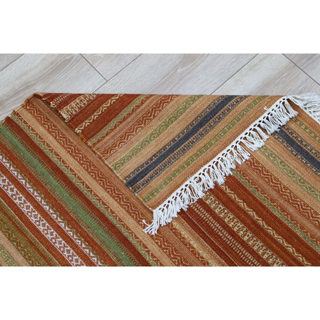1980s 1980s Traditional Brown Striped Kilim For Sale - Image 5 of 10