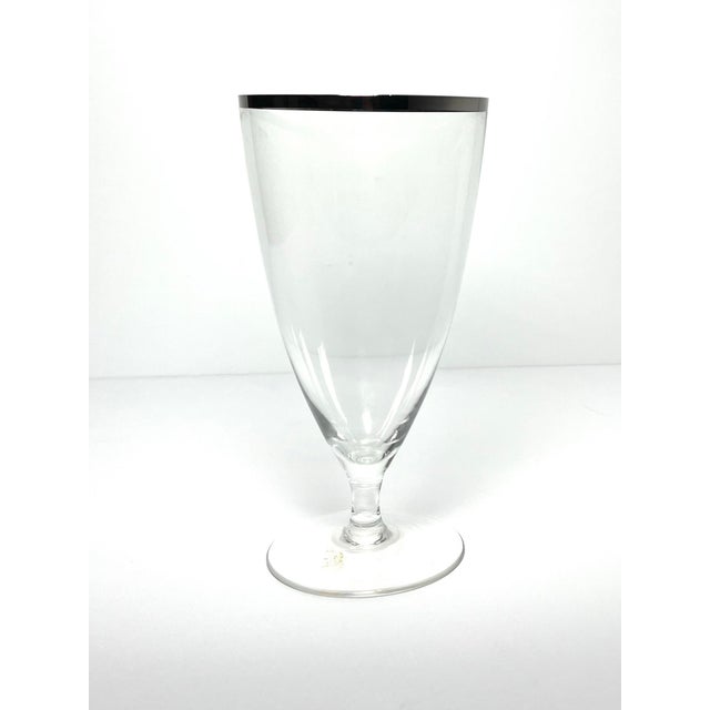 1960s Mid-Century Vintage Minimalist 8 Silver Rim Iced Tea Glasses For Sale - Image 4 of 6