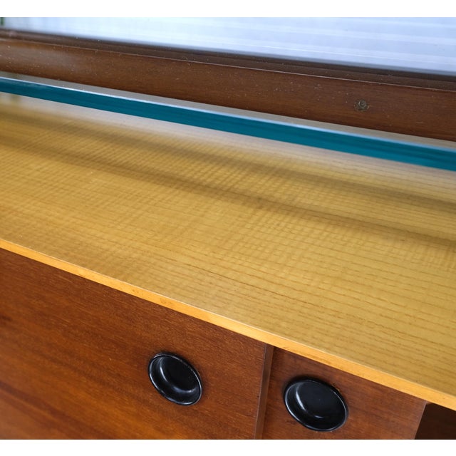 Mid-Century Modern Bi Level Long Credenza Server Dresser Cabinet Ebonized Legs For Sale - Image 13 of 18