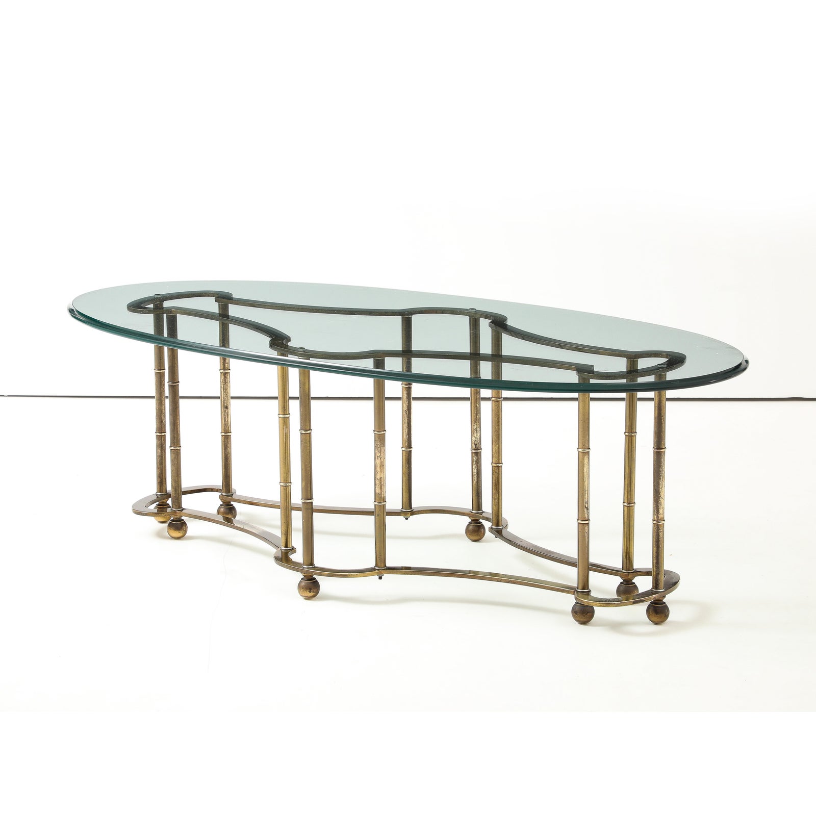 1970's Mastercraft Brass Oval Coffee Table | Vintage MCM