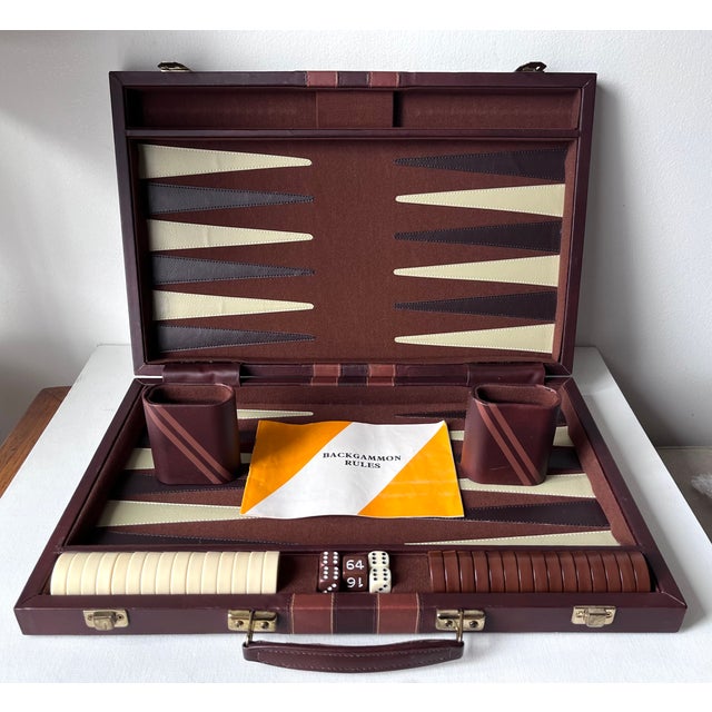 Textile Vintage 24" Tournament Size Backgammon Set-Complete For Sale - Image 7 of 7