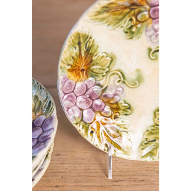 19th Century French 19th Century Majolica Grape Plates with Their Leaves, Seven Available For Sale - Image 5 of 10