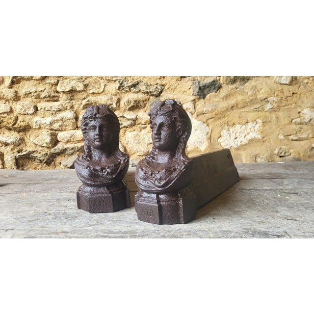 Cast Iron Andirons, 19th Century, Set of 2 For Sale - Image 6 of 6