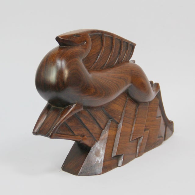 Jacques Adnet, Sculpture of a Gazelle, 1920s, Wood For Sale - Image 3 of 9