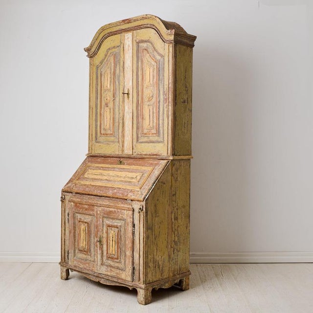 Antique Folk Art Rustic Swedish Writing Cabinet, 1820 For Sale - Image 4 of 13