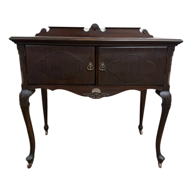 Vintage Georgian Revival Mahogany Tea Server Hostess Cabinet For Sale