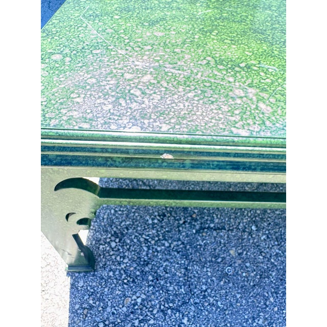 Gemstone Vintage Mottled Green Painted Coffee Table With Chinoiserie Style Base For Sale - Image 7 of 9