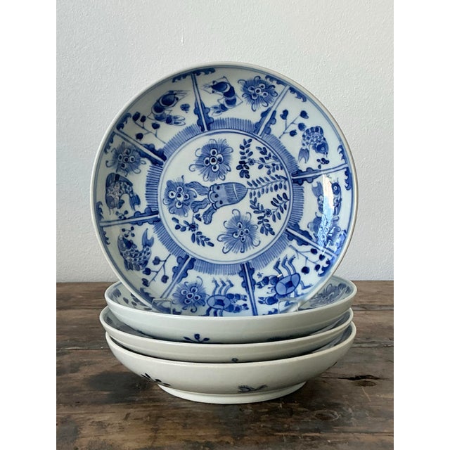 Vintage Asian Floral Glazed Ceramic Plates - Set of 4 For Sale - Image 10 of 12