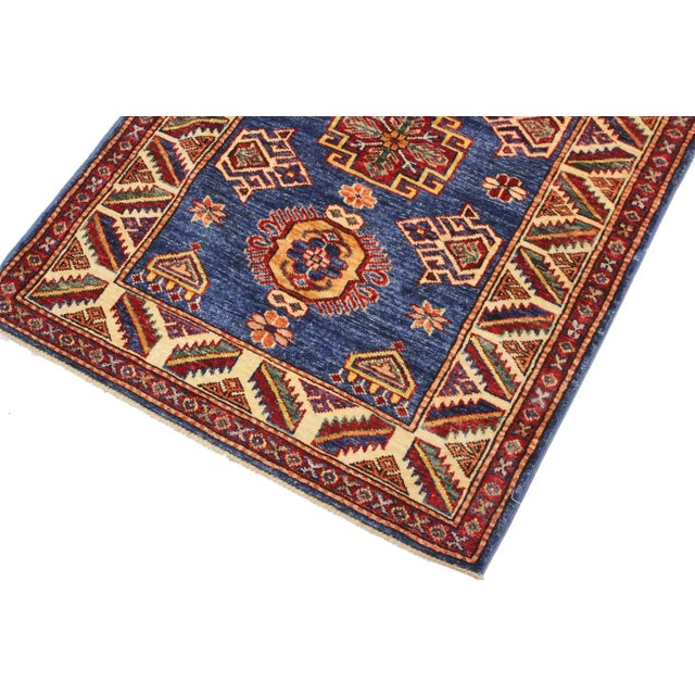 Textile 1990s Tribal Kazak Hand-Knotted Wool Rug - 2′9″ × 3′8″ For Sale - Image 7 of 9