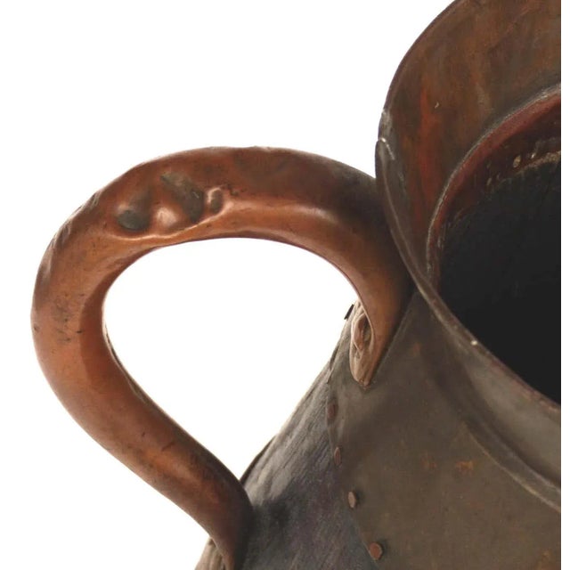 Copper Antique European Oak and Copper Handled Peat Bucket For Sale - Image 8 of 10