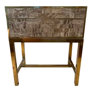 Vintage Brass and Tessellated Stone Box on Stand Drinks Table/Side Table by Maitland Smith
