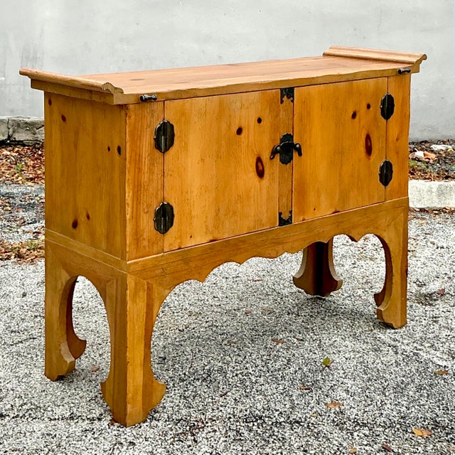 Late 20th Century Vintage Boho Pine Pagoda Dry Bar For Sale - Image 5 of 5