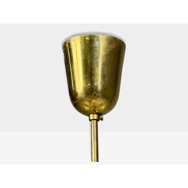 1950s Paavo Tynell, Chandelier, Milk Glass, Brass, Finland For Sale - Image 11 of 11