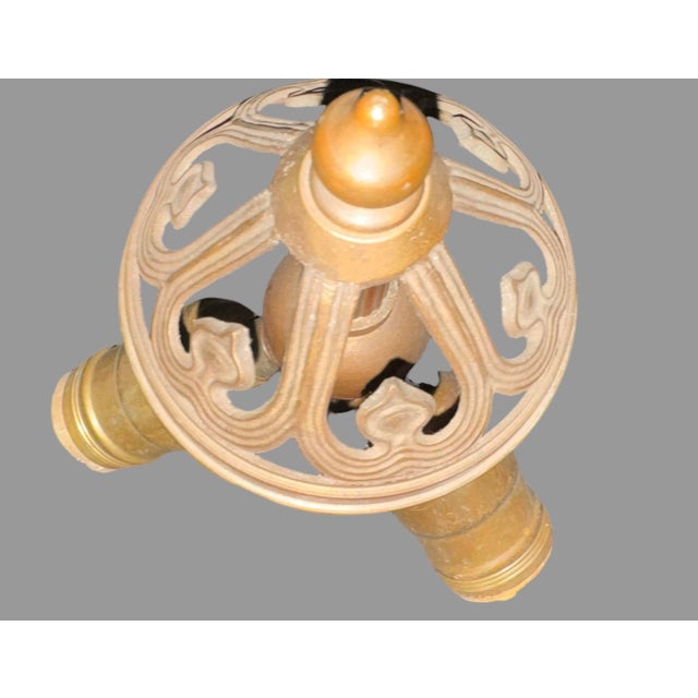Yellow Early 20th Century Handel Co. Table Lamp With Floral Decorated Reverse Painted Glass Shade For Sale - Image 8 of 12