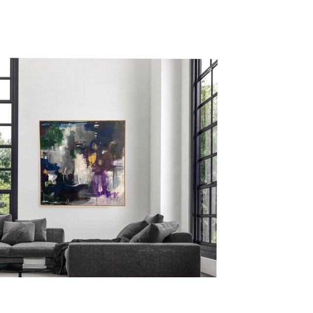 Wood Large Contemporary Abstract Expressionist Painting in Jewel Tones "Resolution" by Michele Zuzalek For Sale - Image 7 of 11