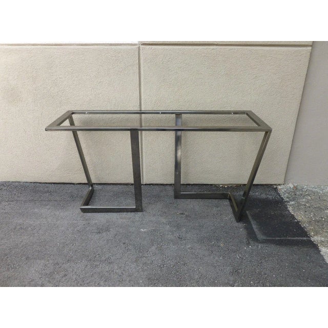 1970s Vintage Architectural Chromed Steel Console For Sale - Image 10 of 10