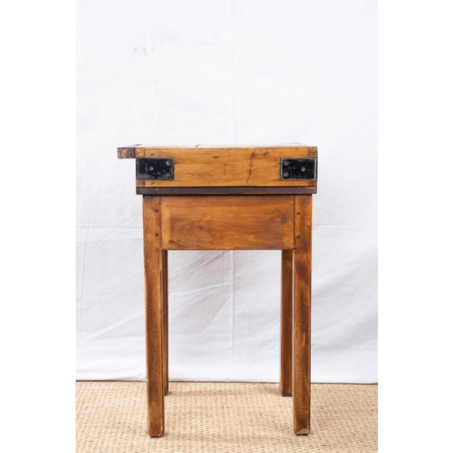 Small Antique French Butcher's Block Table For Sale In San Diego - Image 6 of 12