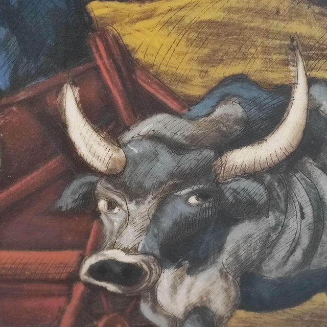 Beppe Serafini, Oxen, 1983, Oil on Cardboard, Framed For Sale - Image 3 of 15
