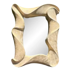 Large 1980s Signed David Marshall Abstract Sculptural Wave Wall Mirror