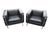 Pair of vintage black leather and chrome cube lounge chairs. Fantastic design by Jack Cartwright after Le Corbusier’s LC2.