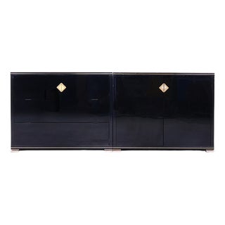 Black Lacquered Cabinets by Pierre Vandel, 1970s, Set of 2 For Sale