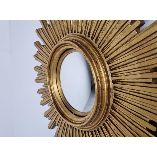 1960s Vintage Golden Sunburst Mirror, 1960s For Sale - Image 5 of 9