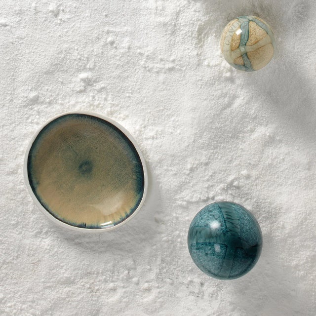 Glass Jamie Young Cosmos Glass Balls in Teal - Set of 2 For Sale - Image 7 of 12