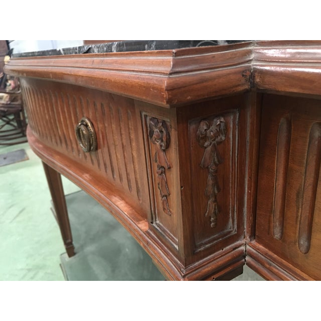 Brown 20th Century Louis XVI Style Neoclassical Console Table With Three Drawers For Sale - Image 8 of 13