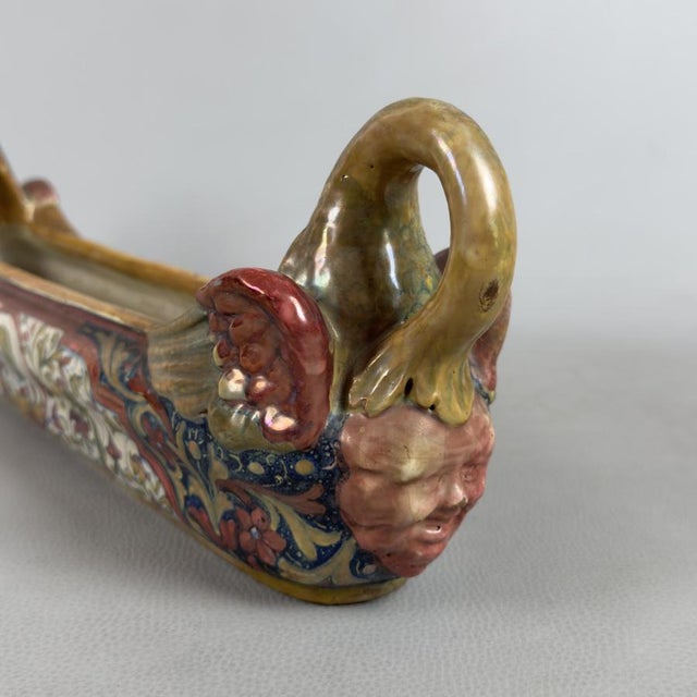 Goldenrod Vintage Majolica Planter Vase from Gualdo Tadino, 1940s For Sale - Image 8 of 14