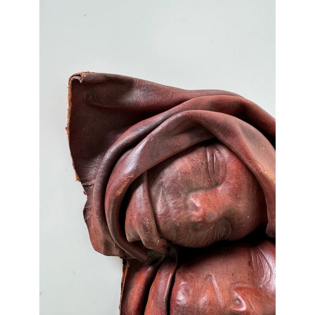Vintage Leather Face Wall Sculpture For Sale - Image 10 of 12