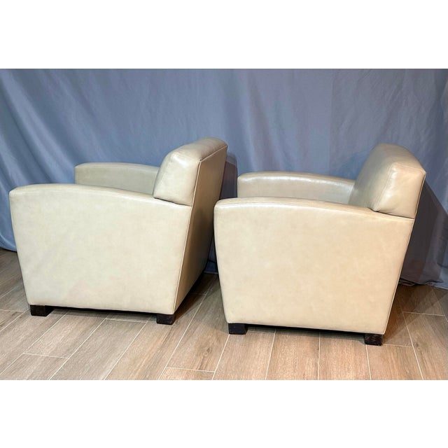 Animal Skin Pair of A. Rudin Cream Leather Club Chairs For Sale - Image 7 of 10