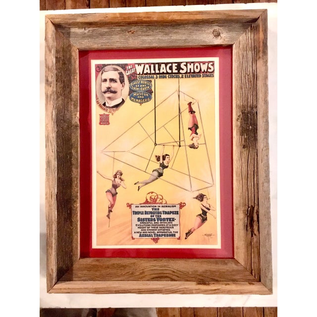 1898 Wallace Acrobat Circus Poster in Rustic-Style Frame For Sale - Image 10 of 11