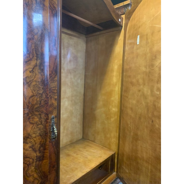 Brown Armoire - Antique Burlwood Veneer For Sale - Image 8 of 12