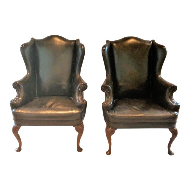 Black Leather Wingback Chair