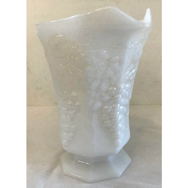 Mid 20th Century Vintage Milk Glass Pitcher With Grape Motif For Sale - Image 5 of 8