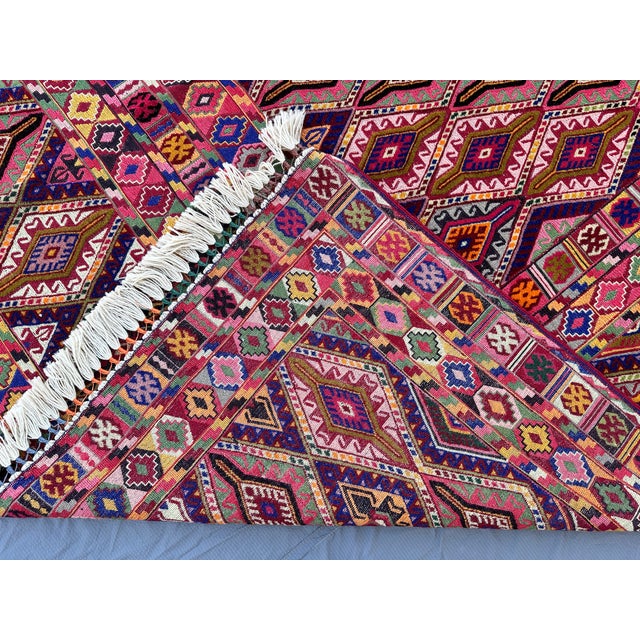 Multicolor Mushwani Maimana Hand-Woven Kilim Rug - 6'7" X 9'2" For Sale - Image 16 of 16