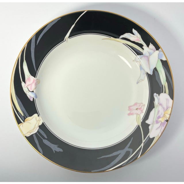 American 1980s Mikasa “Charisma, Black” Set of 7 Porcelain Rim Soup Bowls For Sale - Image 3 of 6