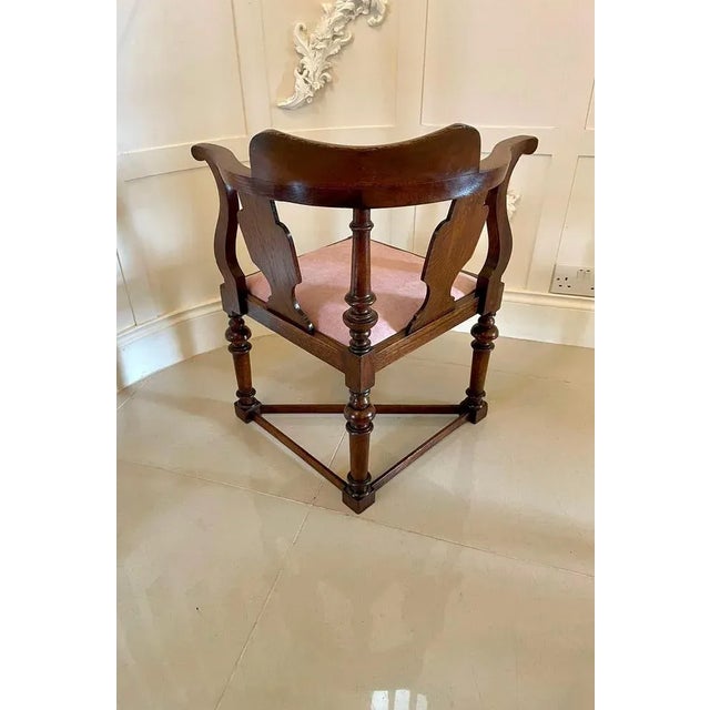 Wood Antique Victorian Oak Corner Chair For Sale - Image 7 of 14