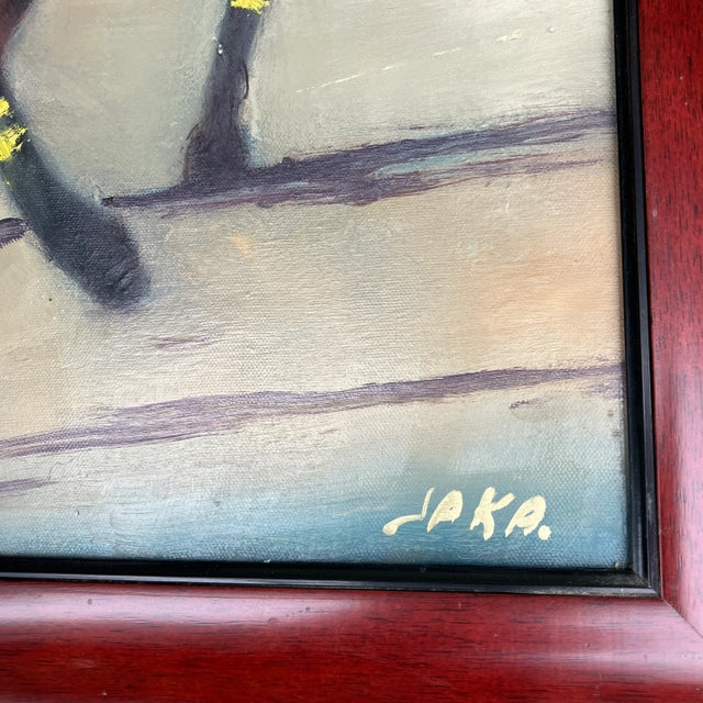 Impressionist 1980’s Original Double Polo Sport Horseman Painting Framed Signed For Sale - Image 3 of 5
