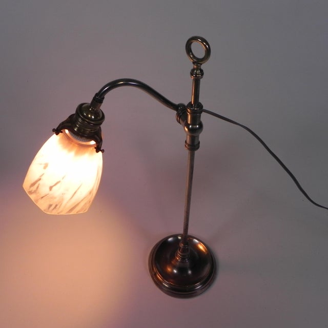 Metal French Desk Lamp with Adjustable Glass Shade, 1930s For Sale - Image 7 of 18