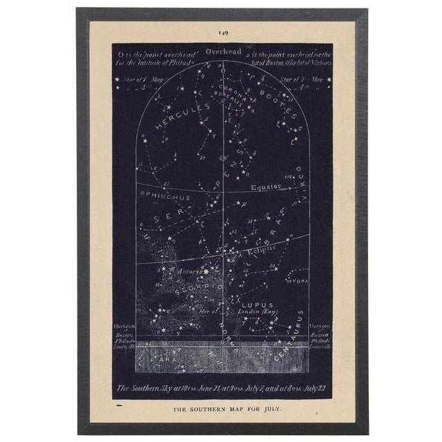 Navy Southern Star Map in Black Shadowbox 12 1/8x 17 1/8