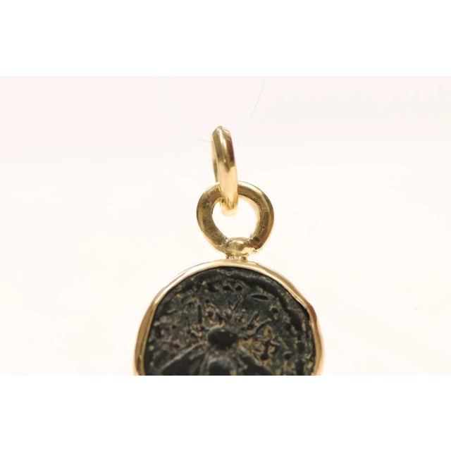Metal A Bronze Drachm [Coin] Bee Pendant Trimmed in 18k Gold For Sale - Image 7 of 12