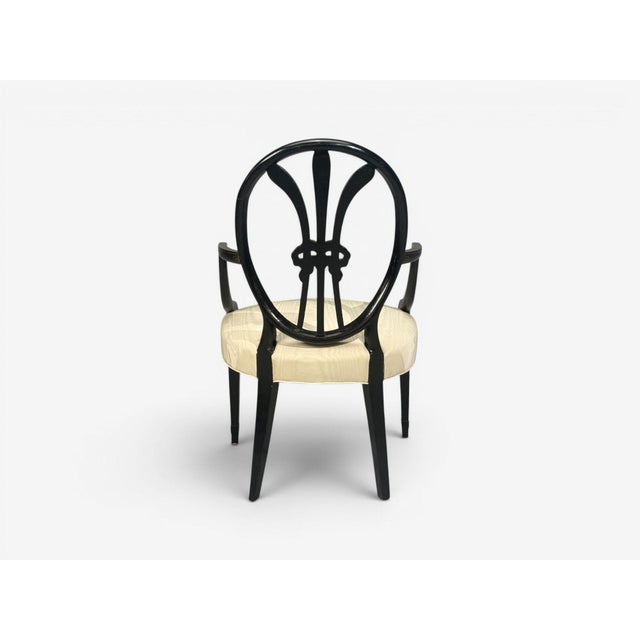 Neoclassical, Prince of Wales Armchairs, Ebonized Wood, Gilt, Silk, Usa, 19th C. For Sale - Image 15 of 18